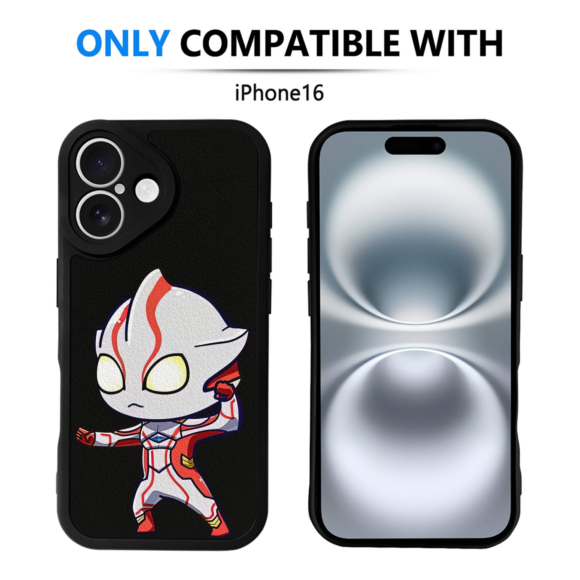 （画像用） ウルトラマン Ultraman 【iPhone 16シリーズ対応】シリコンスマホケース（レザー調） 材質：シリコン